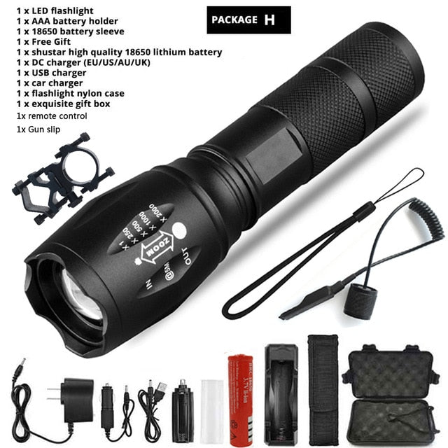 Z45 Led Flashlight Ultra Bright Waterproof MINI Torch T6/L2/V6 zoomable 5 Modes 18650 rechargeable Battery for camping tactical