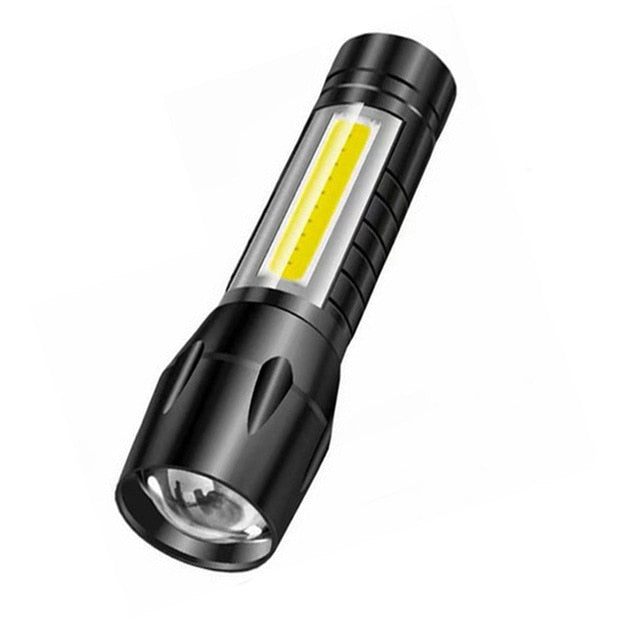 ZHIYU rechargable Portable LED Flashlight COB+XPE LED Torch Waterproof Camping Lantern Zoomable Focus Light Tactical Flashlight