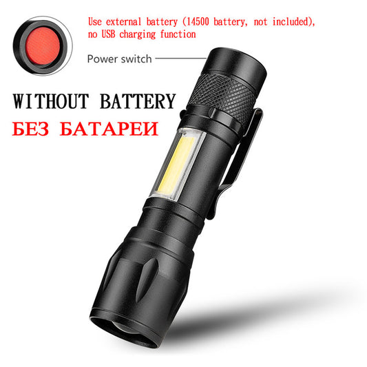 ZHIYU rechargable Portable LED Flashlight COB+XPE LED Torch Waterproof Camping Lantern Zoomable Focus Light Tactical Flashlight